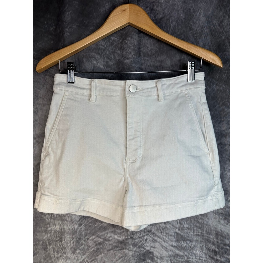 Everlane Cotton Twill Shorts Womens 8 Bone High Rise Utility Minimalist Casual